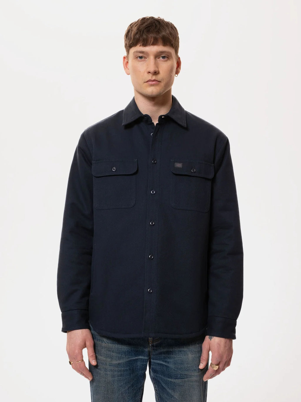 Glenn gewatteerd overhemd, marineblauw