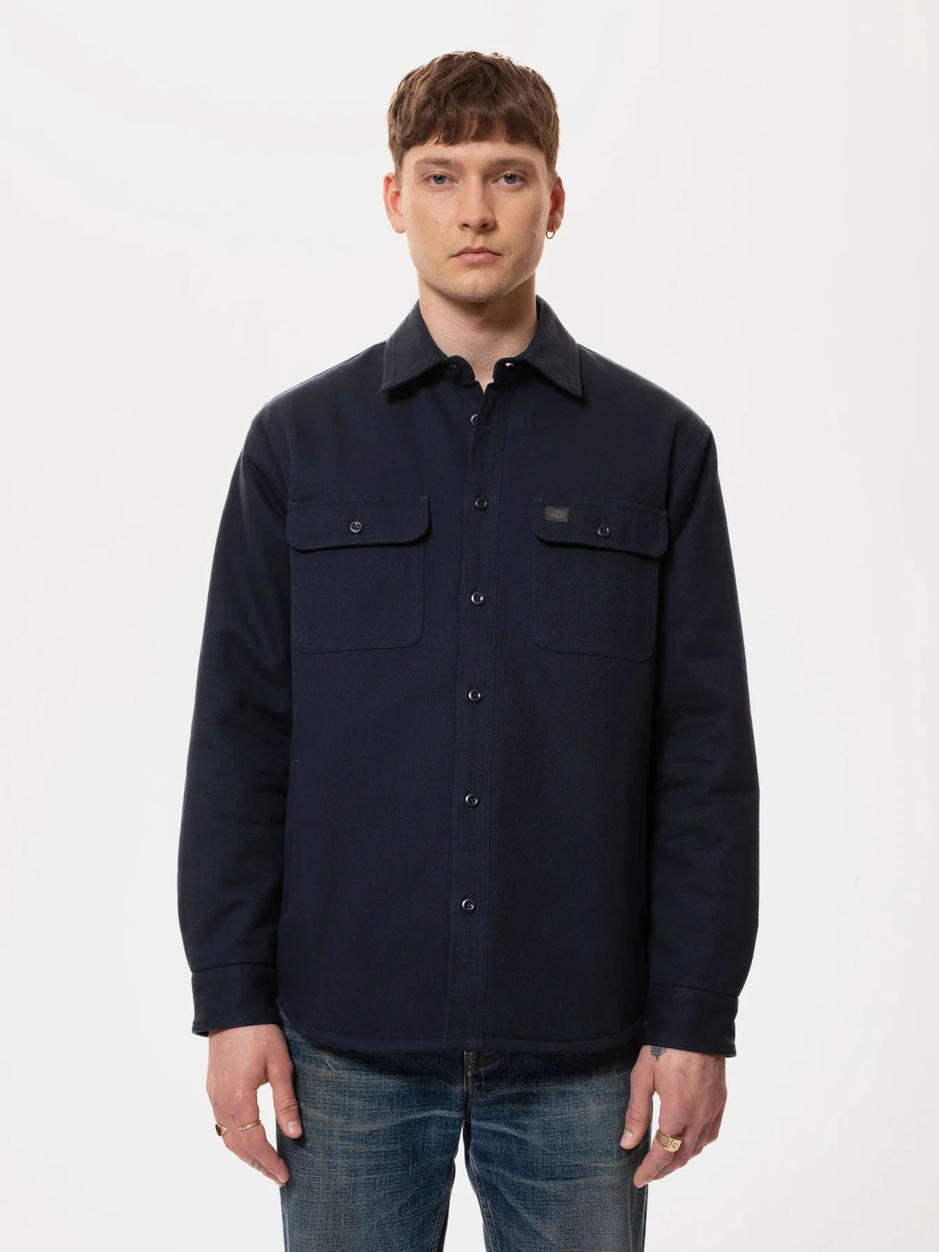 Glenn gewatteerd overhemd, marineblauw