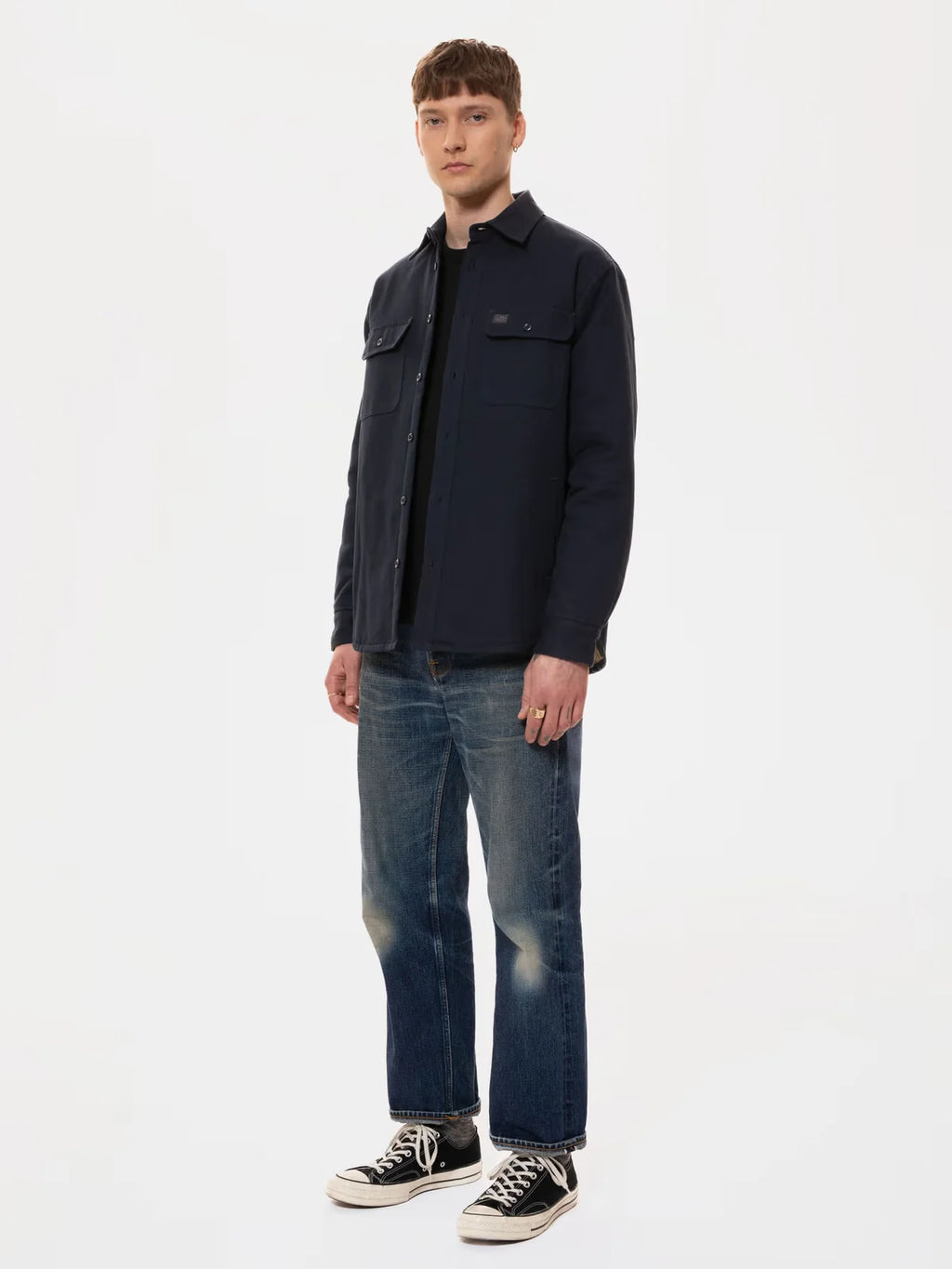 Glenn gewatteerd overhemd, marineblauw