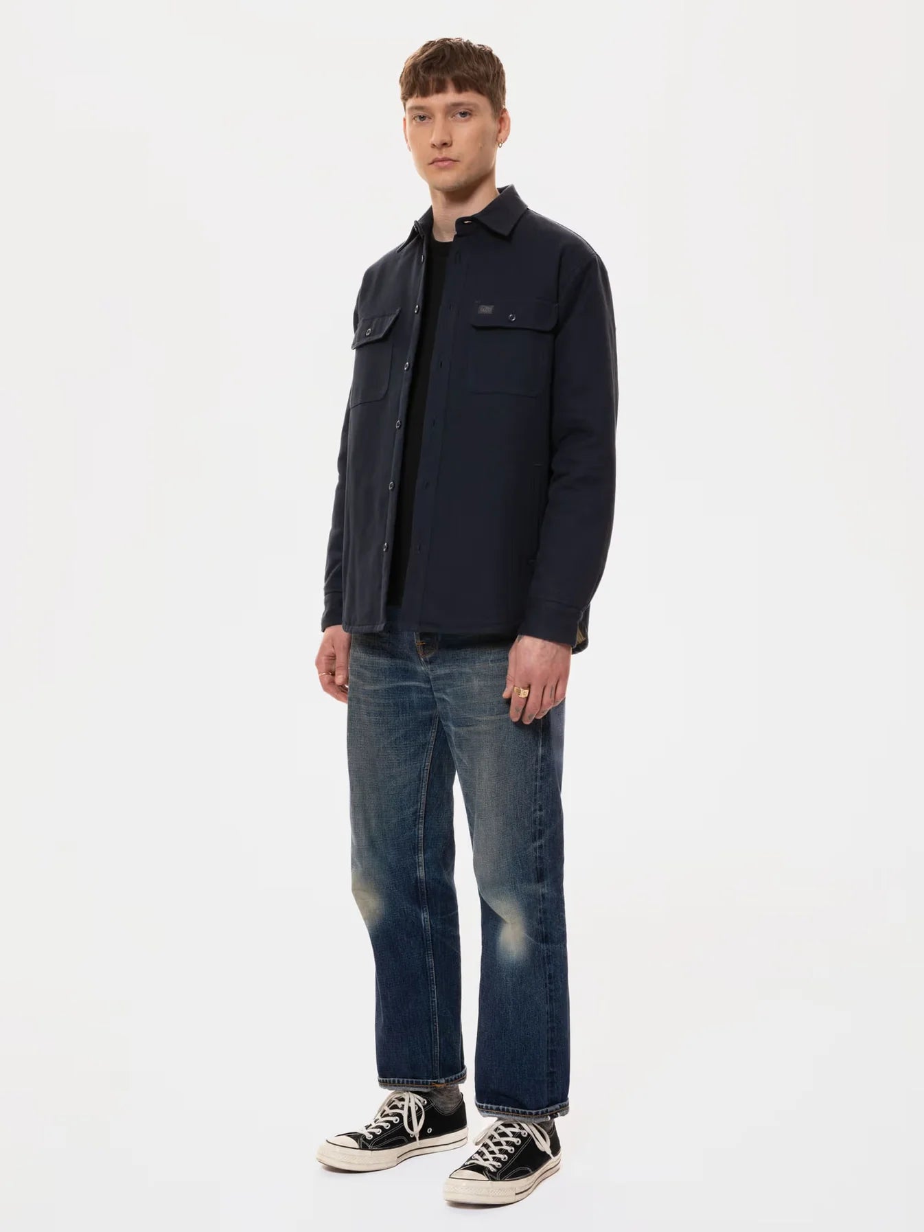 Glenn gewatteerd overhemd, marineblauw