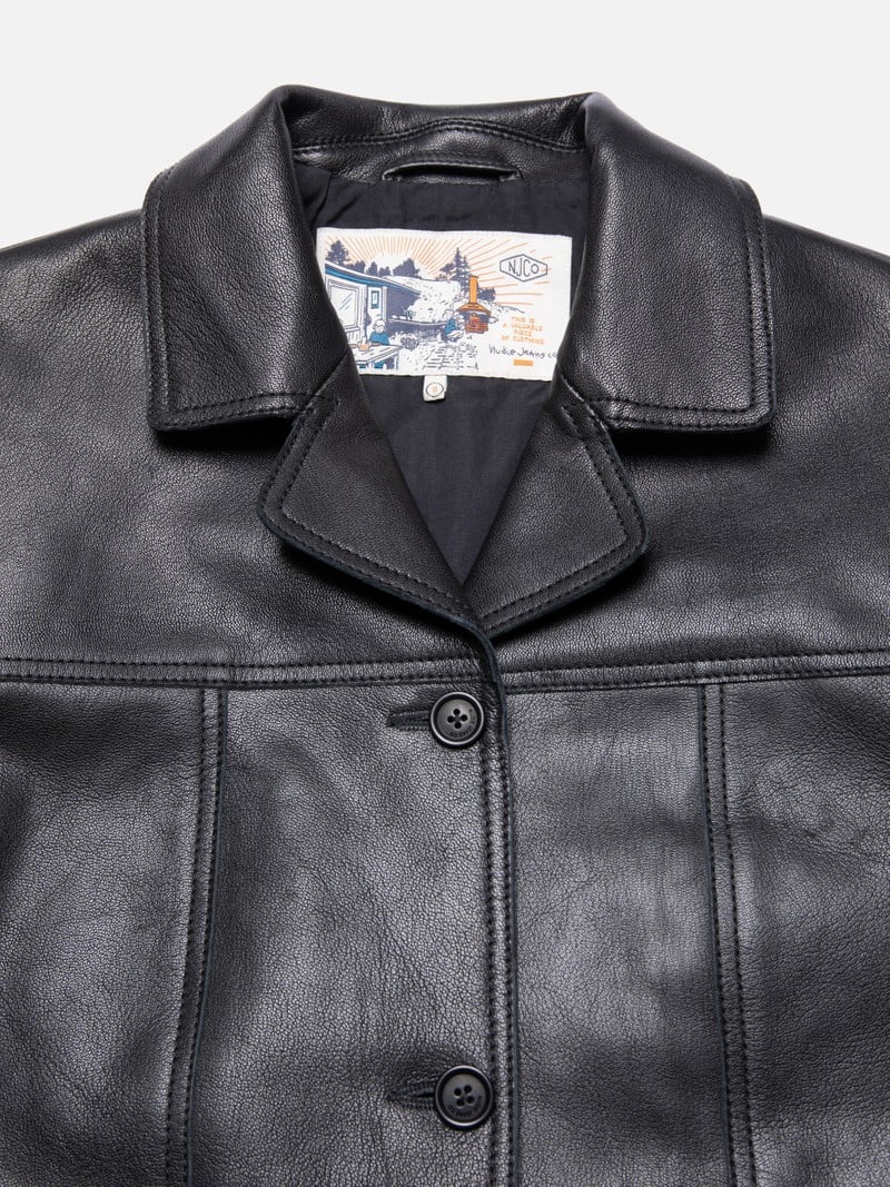 Saga leren blazer, zwart